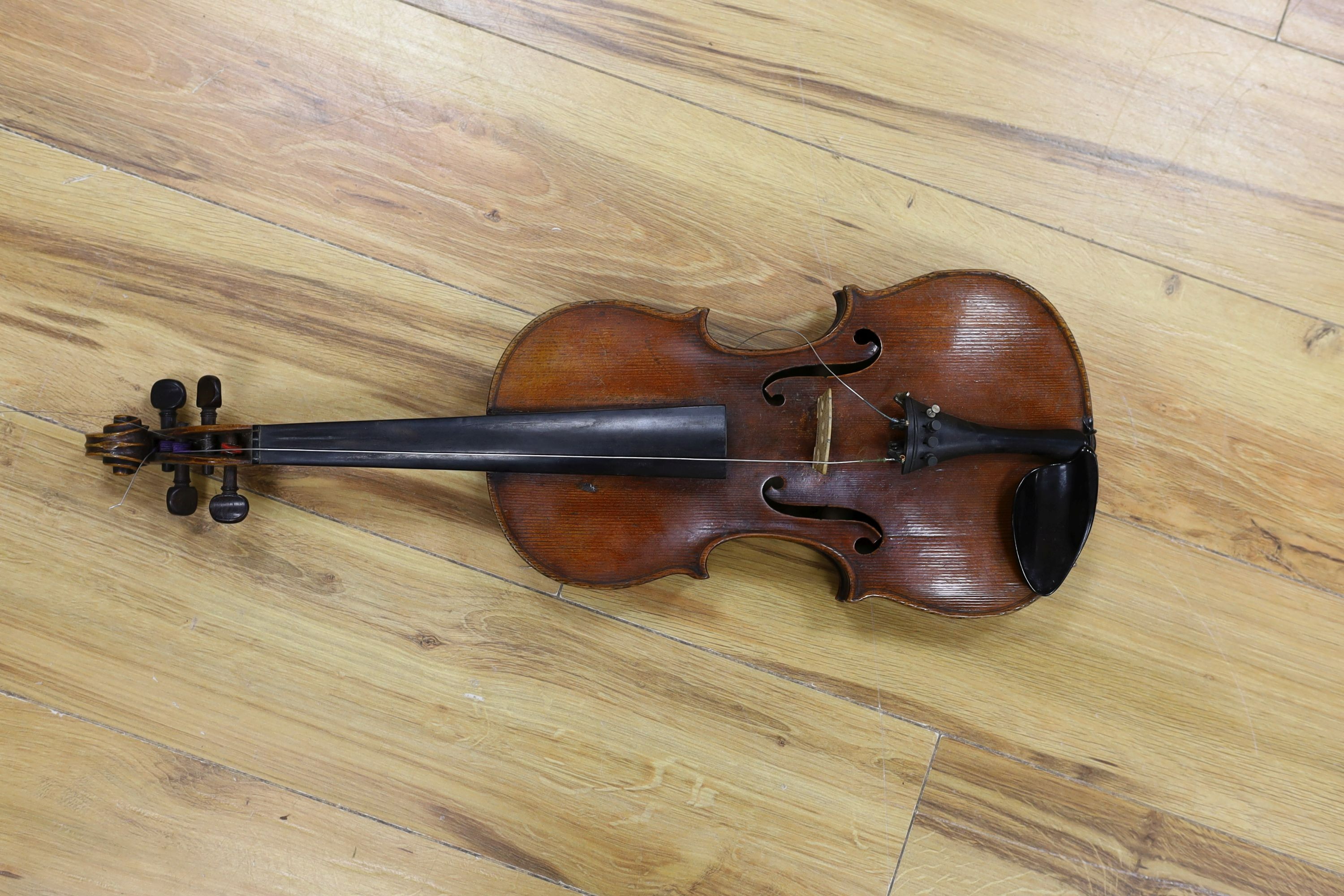 A 19th century cased violin, possibly John Walker